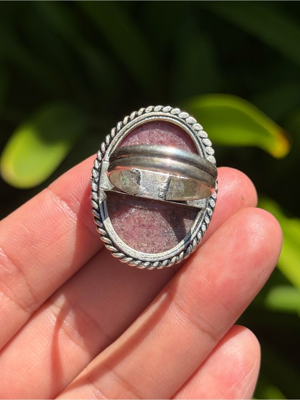 SIZE 8 925 Silver Plated Pink Rhodonite Ring 2491 - Picture 5 of 8